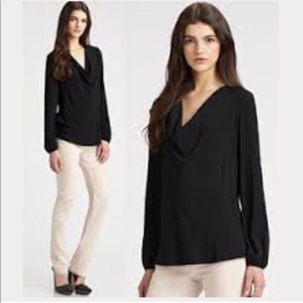 Theory Black Delvinia Rove Cowl Neck Top